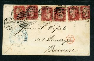 Great Britain 1869 Cover To Bremen With 6 Penny Reds Plate 110