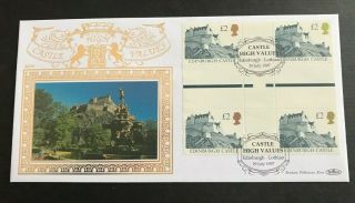 1997 Gb H/v £2 Castle Block Of 4 Special Gold Benham Fdc - Ltd Edition