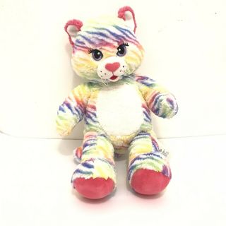 Build A Bear Bab Cat Tiger Striped Rainbow Lisa Frank Inspired Plush 16 "