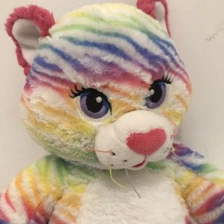 Build a Bear BAB Cat Tiger Striped Rainbow Lisa Frank Inspired Plush 16 