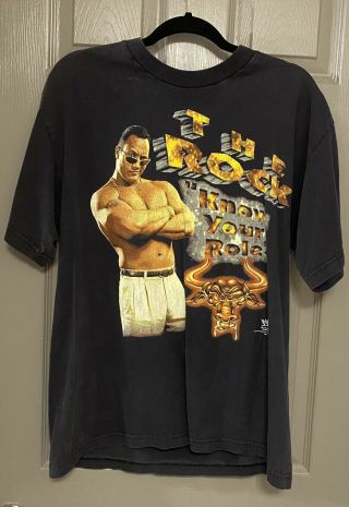 90’s Titan Sports Wwf The Rock Vintage T Shirt This Rock Doesnt Bleed Size Large