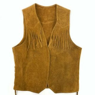 Vintage 70s Fringe Suede Leather Fringe Vest Size M Medium Brown Hippy Boho 3
