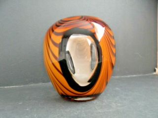 Murano Brown And Orange Cased Thumbprint Vase