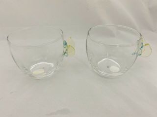 Princess House Crystal Votive Holders With Yellow And Blue Butterflies Set Of 2