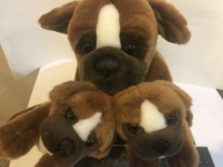 Build A Bear Boxer Dog Mom Magnet Stuffed Plush Animal 16 " Retired Two Puppies