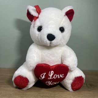 White Plush Teddy Bear I Love You Heart Stuffed Animal Sweetheart Valentines