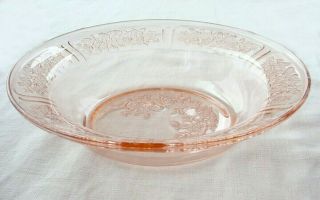 Pink Sharon Flat Soup Bowl 7 - 3/4 " Cabbage Rose Depression Glass