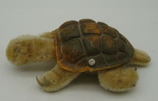 Vintage 50s Steiff Mohair Turtle Slo With Button