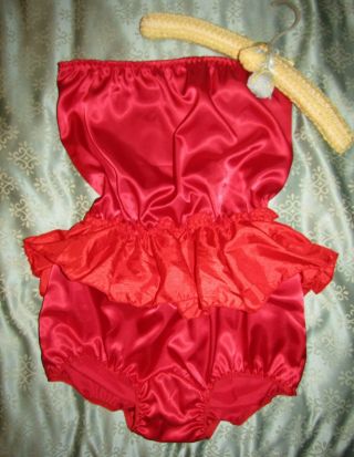 Custom Red Satin Romper Sissy Panty Lingerie Teddy 42w