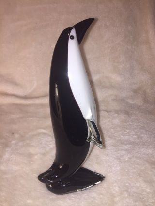 Heavy & Large (10”) Hand Blown Art Glass Penguin Figurine Statute Collectible