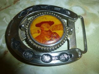 Vintage John Wayne " The Duke " Western Horseshoe Belt Buckle