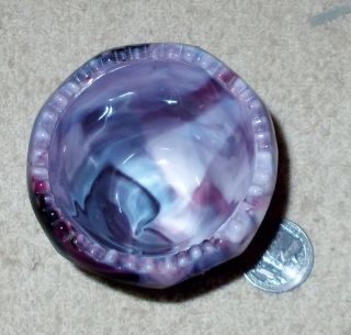 Vintage Purple Blue White SLAG GLASS DISH HOLDER Candle Toothpick Trinket Opaque 3