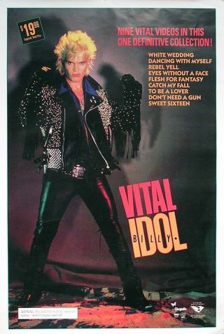 Billy Idol 1987 Vital Idol Video Promo Poster