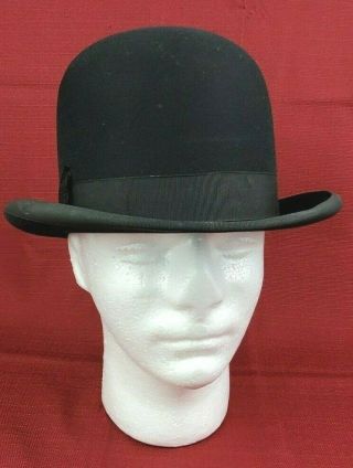 Antique John B Stetson Black Felt Bowler Hat Grand Prize 1900 Vented Has Flaws