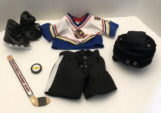 Build A Bear Clothes Complete Ice Hockey Outfit W/ice Skates Stick Puck Helme