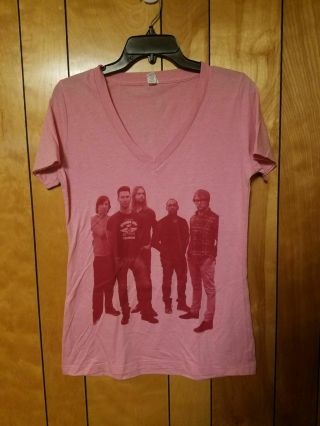 Maroon 5 Womens Shirt Size Xl World Concert Tour Exclusive Graphics Pink V Neck