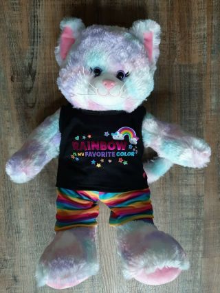 Build A Bear Workshop Cat Plush Stuffed Rainbow Clothes Outfit Bab Purple Pink
