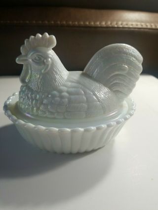Vintage Westmoreland Glass Chicken Rooster Hen On Nest Covered Candy Dish