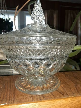 Vintage Anchor Hocking Clear Glass Wexford Covered Candy Dish