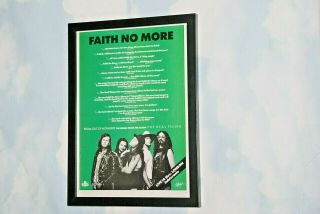 Faith No More Framed A4 1989 Ouf Of Nowhere Single Band Promo Poster