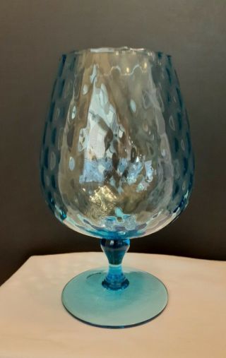 MCM Empoli Italian Glass Diamond Optic Pale Blue 8.  5 inch Brandy Snifter/Vase 2