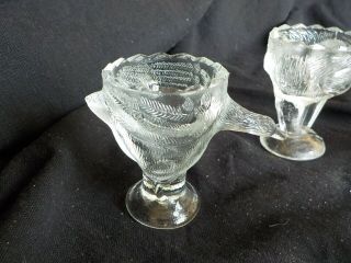 Vintage Egg Cups Pressed Glass SET OF 4 Birds Swan,  Heron,  Chicken,  Goose 3