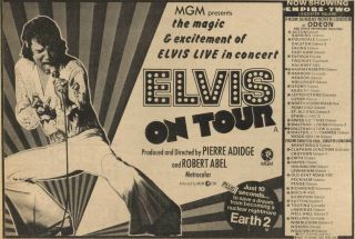 10/2/73pgn25 Cinema Movie Advert Mgm Present Elvis Live On Tour Advert 7x10