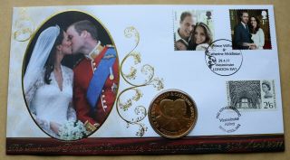 Prince William & Catherine Royal Wedding 2011 Buckingham Medal Fdc Westminter Hs