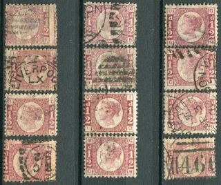 (136) 12 Very Good Sg48 Qv 1/2d Rose Red Plates 3,  4,  6,  8,  10 - 20