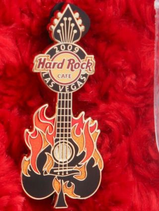Hard Rock Cafe Pin Las Vegas Flaming Spade Guitar Poker Card Playing Hat Lapel
