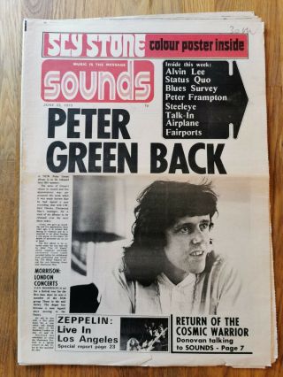 Sounds Music Newspaper June 23rd 1973 Donovan Led Zeppelin,  Sly Stone Poster