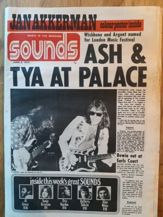 Sounds Music Newspaper June 2nd 1973 Wishbone Ash Jan Akkerman Colour Poster