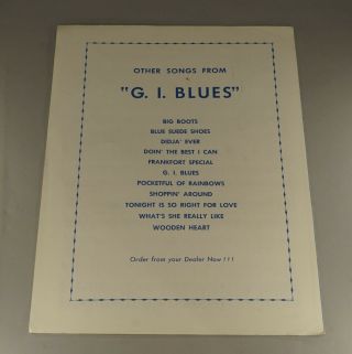 1960 ELVIS PRESLEY WOODEN HEART / G.  I.  BLUES SHEET MUSIC 2