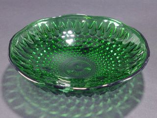 2 Vintage Dark Green Hobnail 3 Footed 6 1/2 " Candy Bowl Dishes