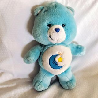 2002 Tcfc Blue Carebear Bedtime Teddy Bear Plush Moon & Star 13 " Tall