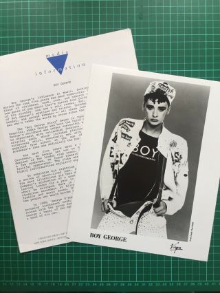 Boy George 1987 Vintage U.  S Press Kit Bio,  8x10 Photo Culture Club
