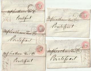 1859/64 X 6 1d Pink Postal Staty Leatham Tew Bank Wakefield Duplex Pontefract