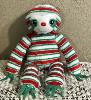 Build A Bear Peppermint Twist Sloth 18 " Holiday Christmas Red,  Green,  White Plush