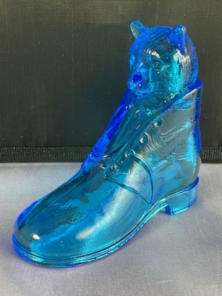 Vintage Westmoreland Blue Glass Puss In Boots Figurine