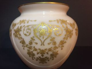 Vintage Cambridge Glass Crown Tuscan Pink Vase Gold Etched Pink Vase Encrusted