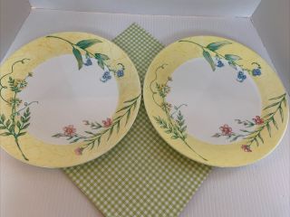 Set Of 2 Corelle Sun Garden Yellow Floral Dinner Plates 10 1/4 "