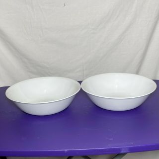 Set Of 2 Vintage Corelle Winterfrost White Round Serving Bowls 8 - 1/2 "