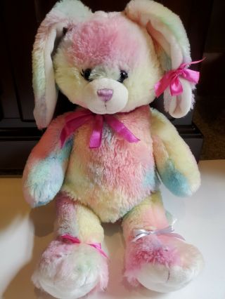 Build A Bear Watercolor Bunny Rabbit Pastel Tie Dye 16 " Soft Toy Stuffed Animal