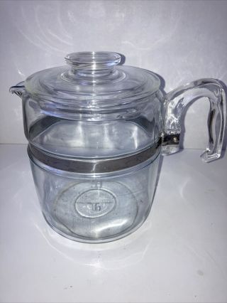 Vintage Pyrex Flameware 9 - Cup Glass Coffee Pot And Lid Only 7759