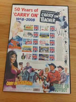Bradbury History Of Britain Royal Mail Stamp Sheet 50 Years Of " Carry On "