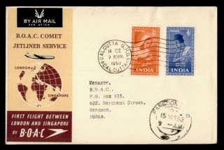 Dr Who 1952 India First Flight Boac Calcutta To Rangoon Burma G07147