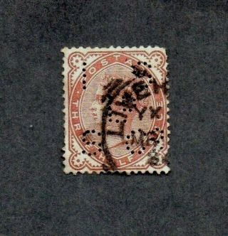 1880.  1 1/2d Venetian Red Perfin 
