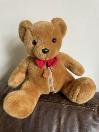 Russ Berrie & Co.  Plush Teddy Bear 9 " Sitting Stuffed Animal Zipper Pouch Rare
