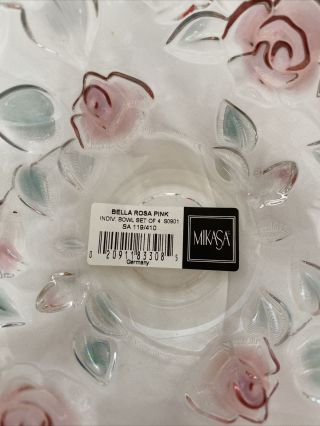 Set Of 2 Mikasa Bella Rosa Glass Embossed Flower Bowl Germany 5 " Pink Roses