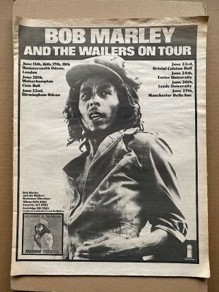 Bob Marley 1976 Tour Poster Sized Music Press Advert From 1976 With Tou